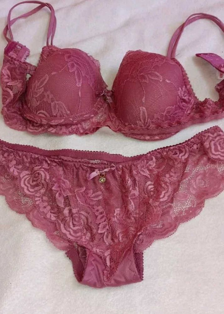 Mauve Lace Bra and Panty Set