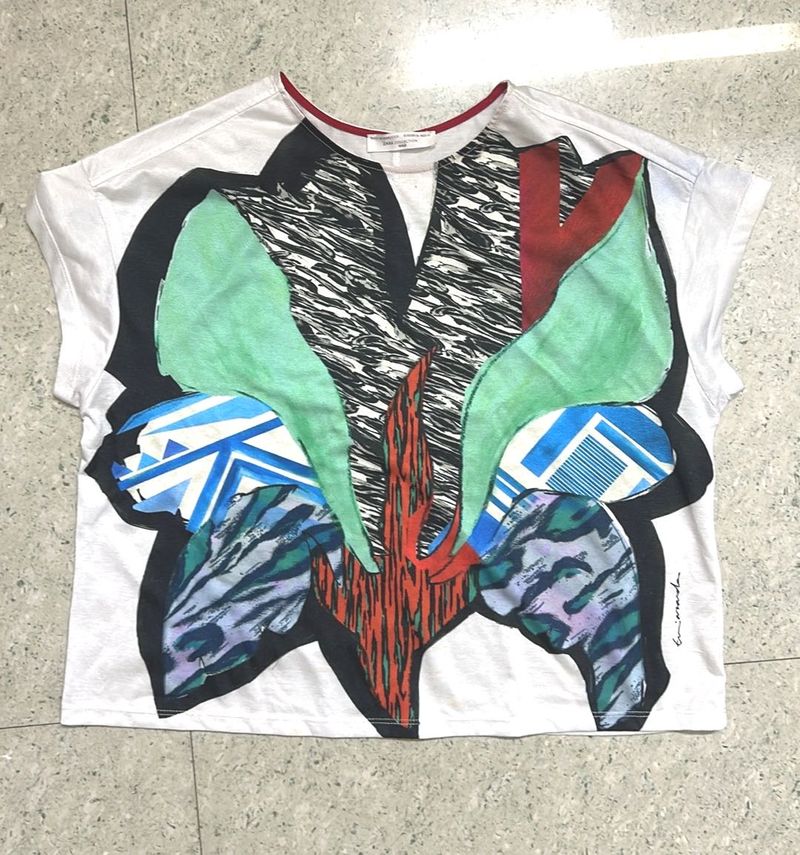 Artistic Abstract Print White T-Shirt