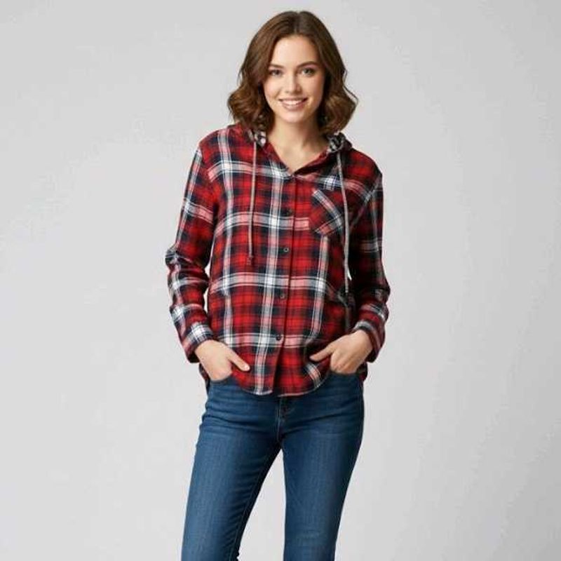 Red Plaid Flannel with Hoodie