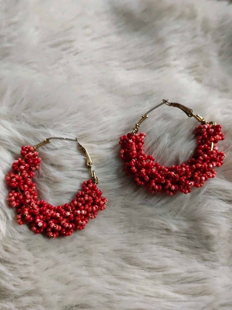 Boho Beaded Hoop Earrings