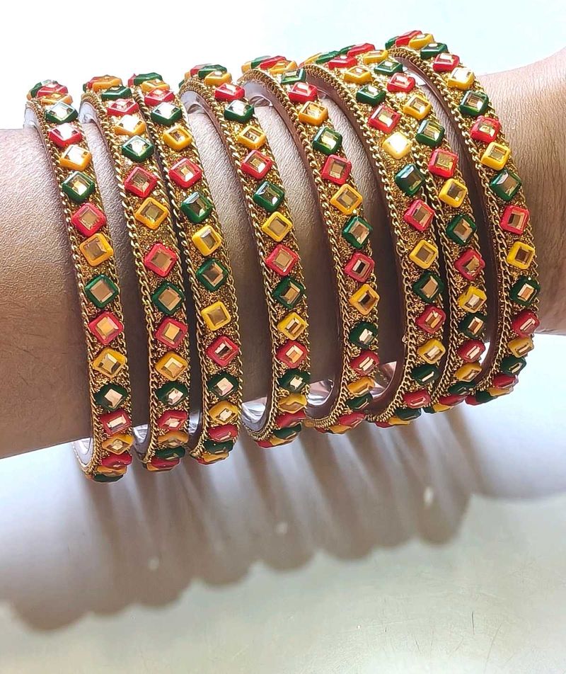 Set of 4 Multicolour Beaded Bangles