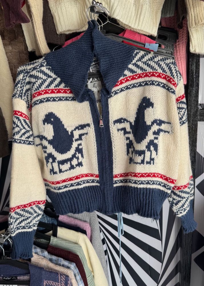 Vintage Patterned Knit Cardigan