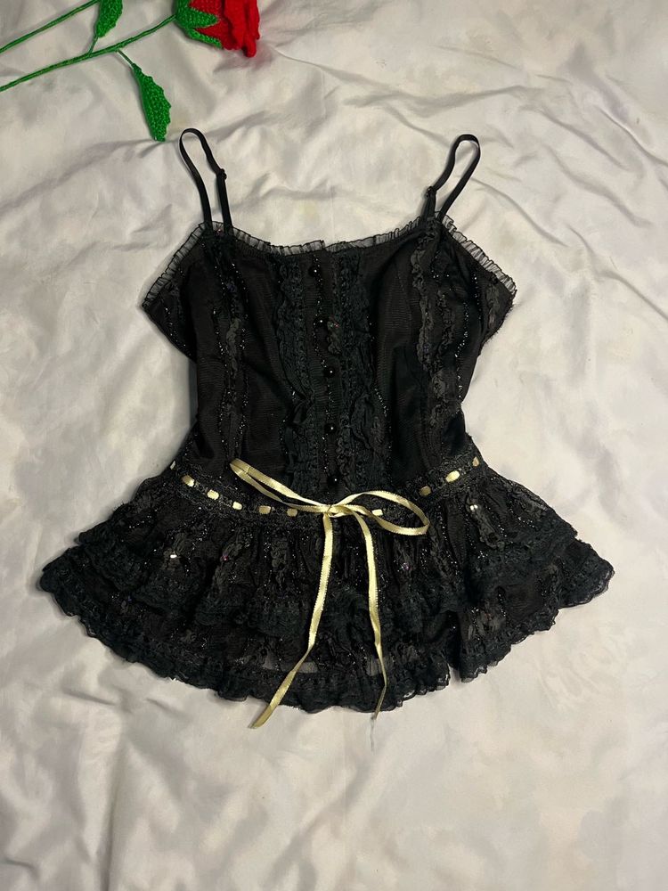 Black Lace Camisole Top