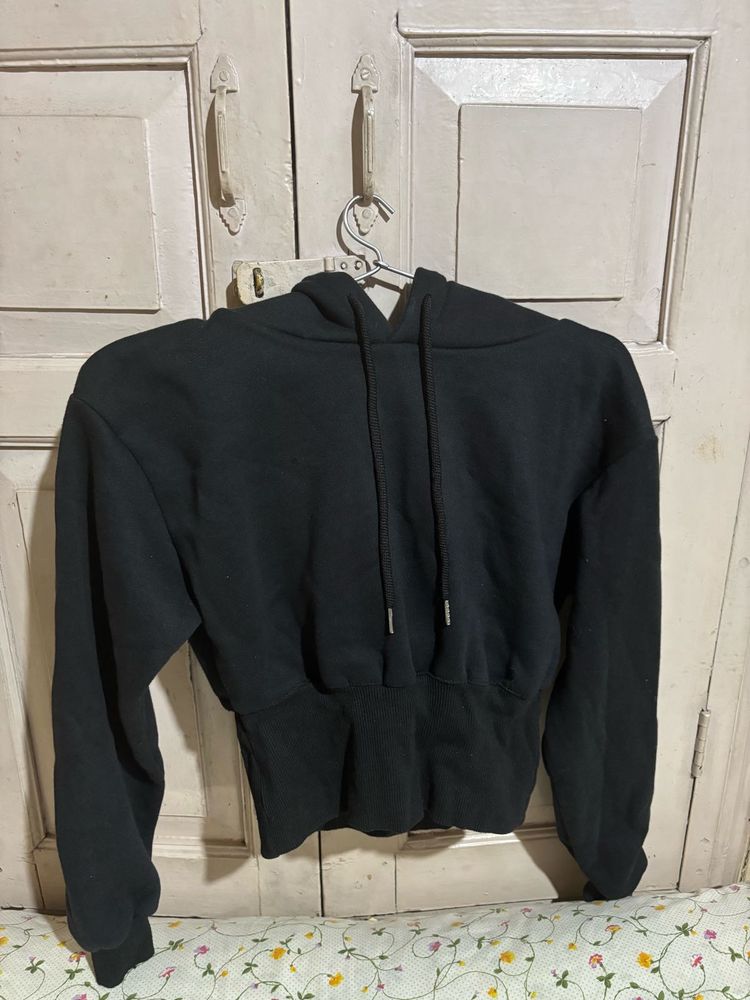 Black Cropped Hoodie