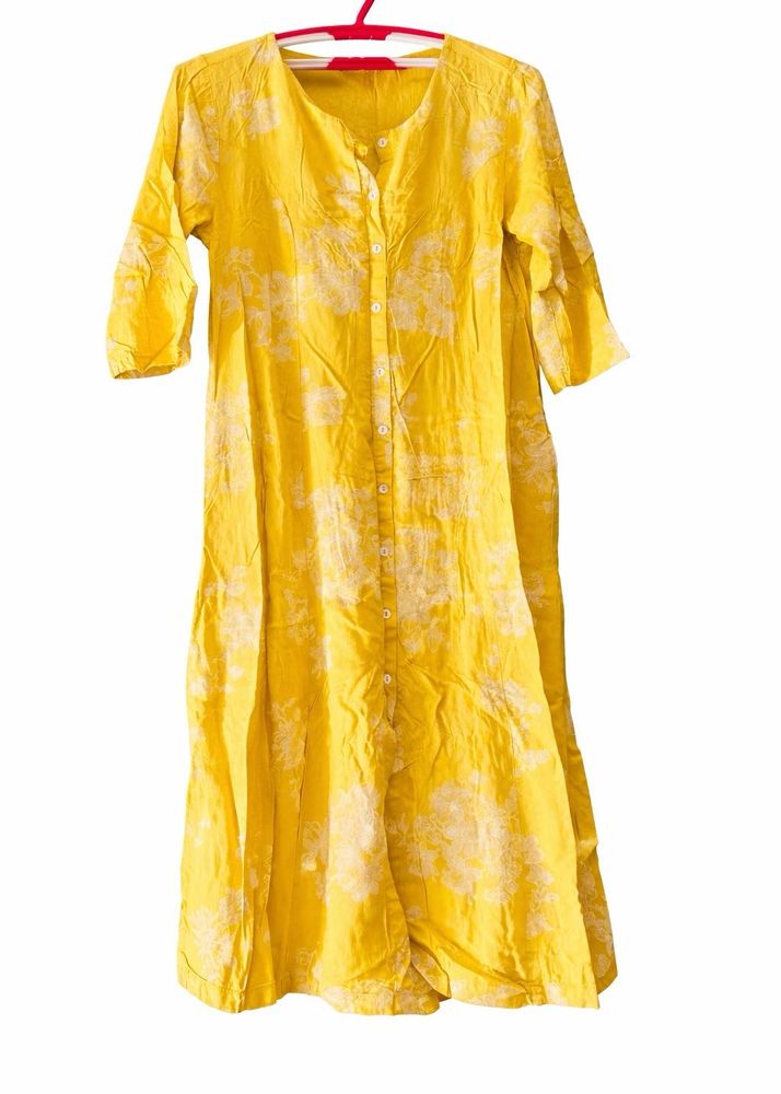 Vibrant Yellow Printed Kurta