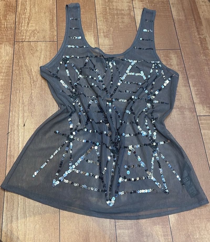 Sheer grey sequin top