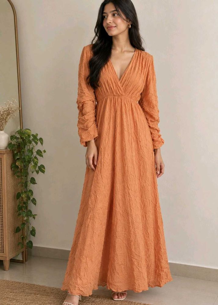 Asos V-Neck Wrap Orange Maxi Dress