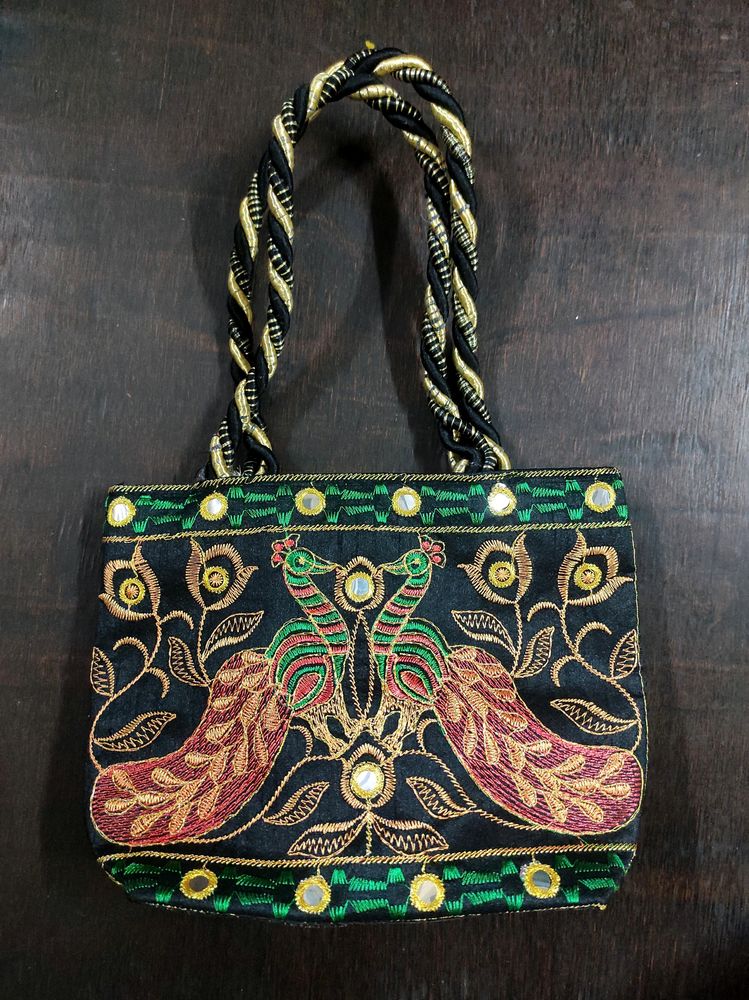 Boho Peacock Embroidered Handbag