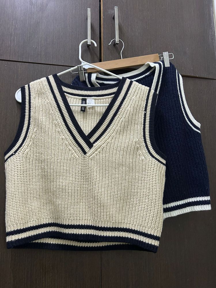 Chic V-Neck Knit Sweater Vests (Set of 2)