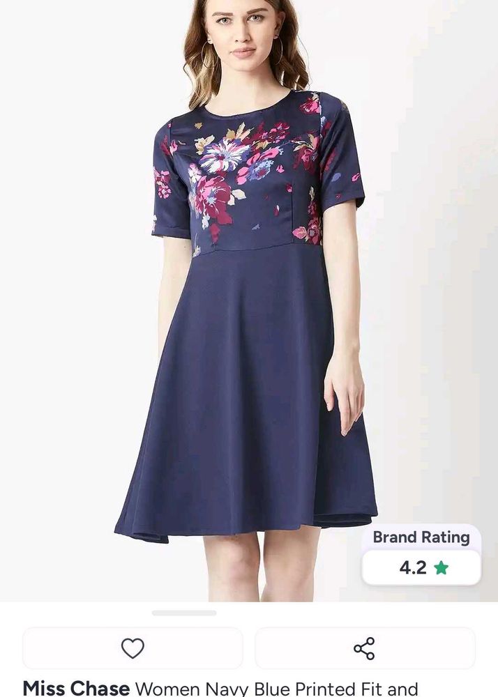Chic Navy Floral Print Dress