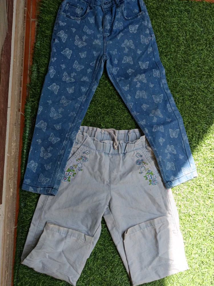 Cute Butterfly &amp; Floral Jeans Set