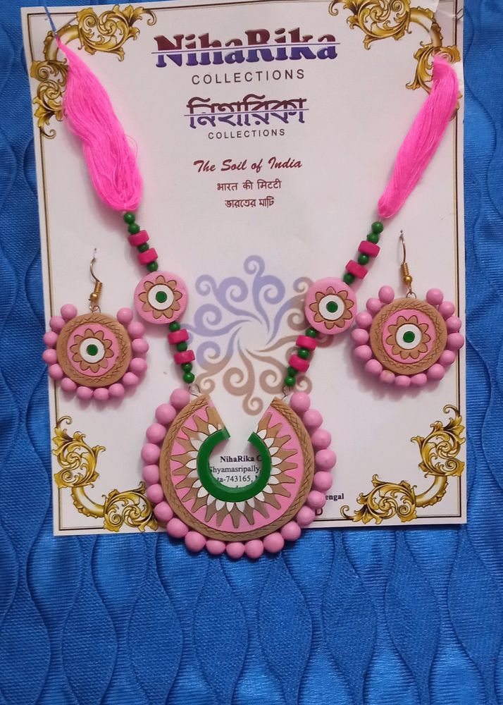 Terracotta Necklace Set Beautiful Light Pink/Baby
