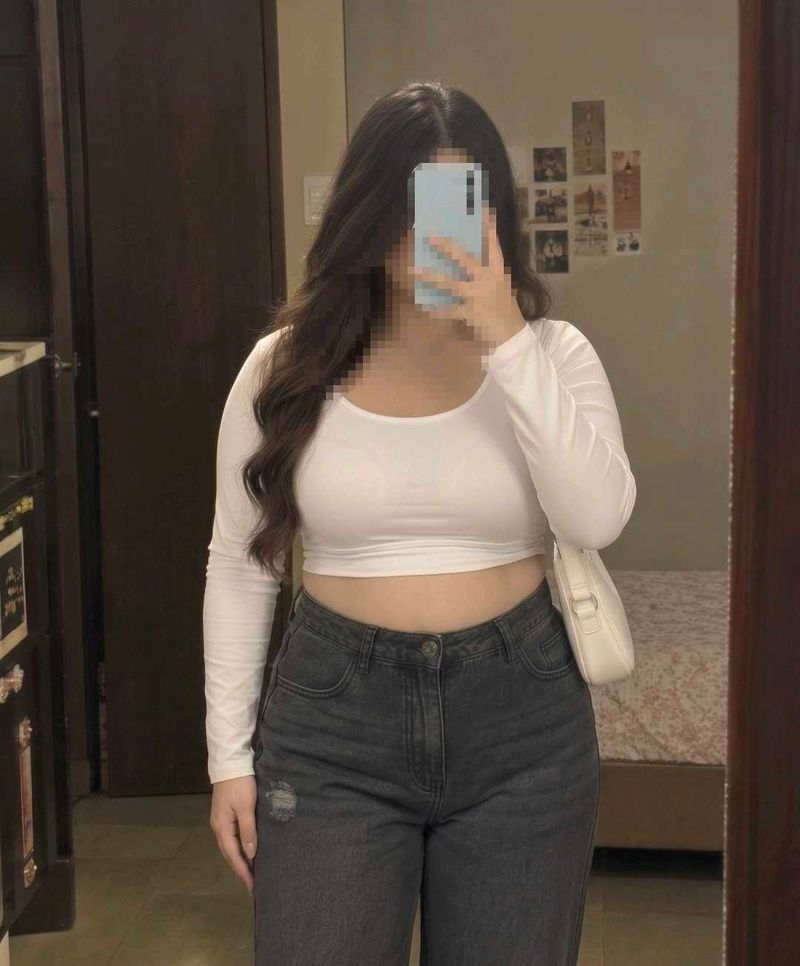 White Long Sleeve Crop Top, strapped back