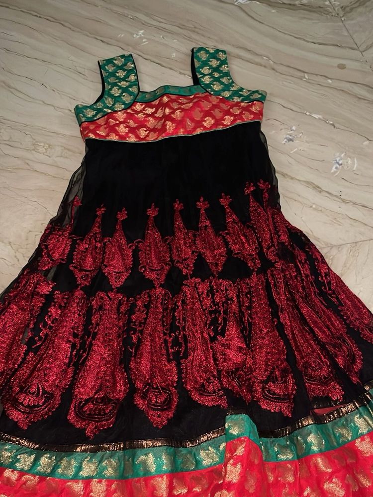 Designer Black &amp; Red Lehenga Choli