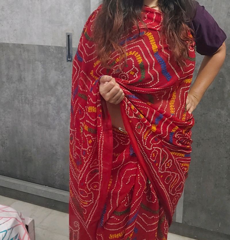 Red Bandej Saree