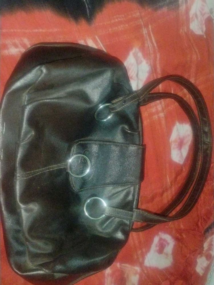 Stylish Black Faux Leather Handbag