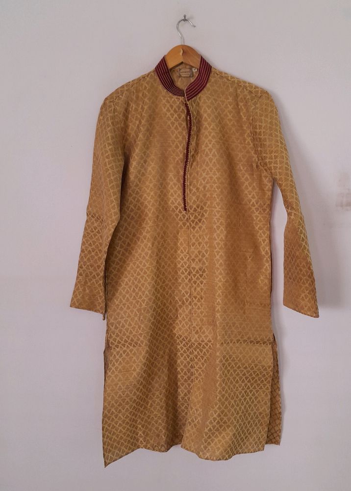 Gold Yellow Brocade Design Kurta (Men's)