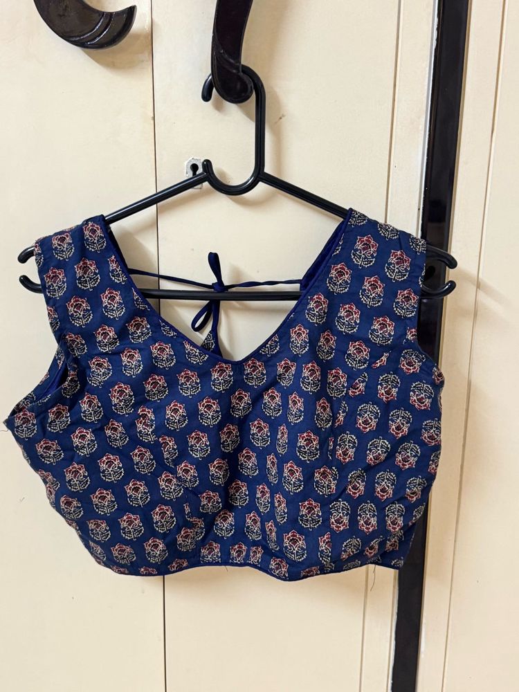 Blue Ajrakh Print Navratri Blouse
