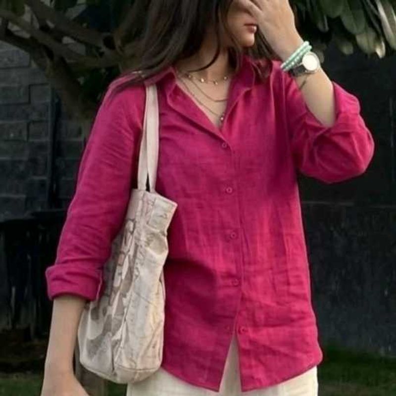 Vibrant Pink Button-Up Shirt