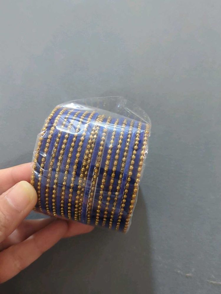 Blue &amp; Gold Bangle Set of 26 bangles