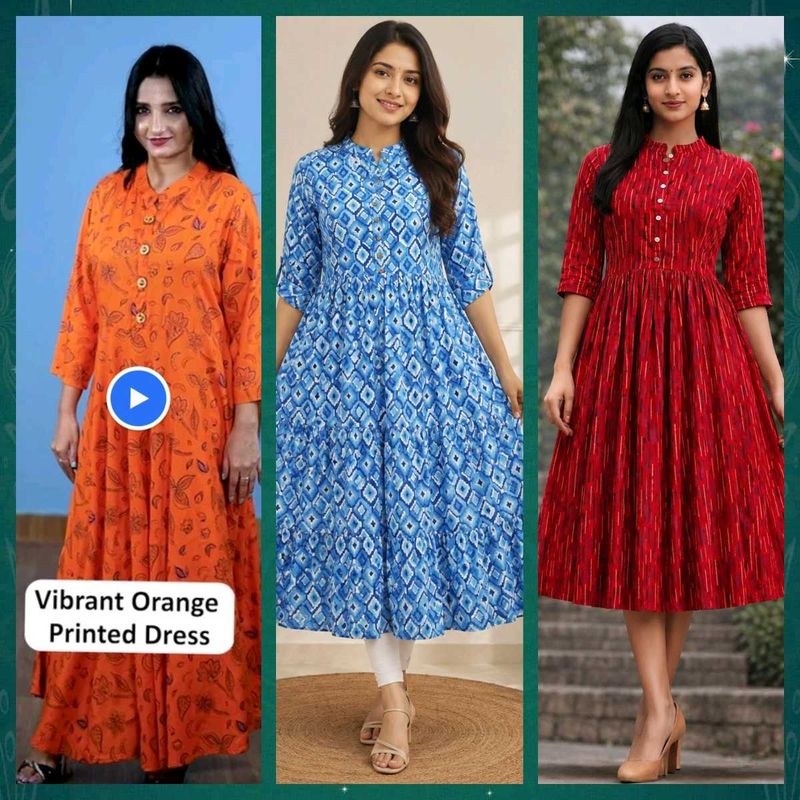🧡🩵♥️ Aline Kurta Dresses
