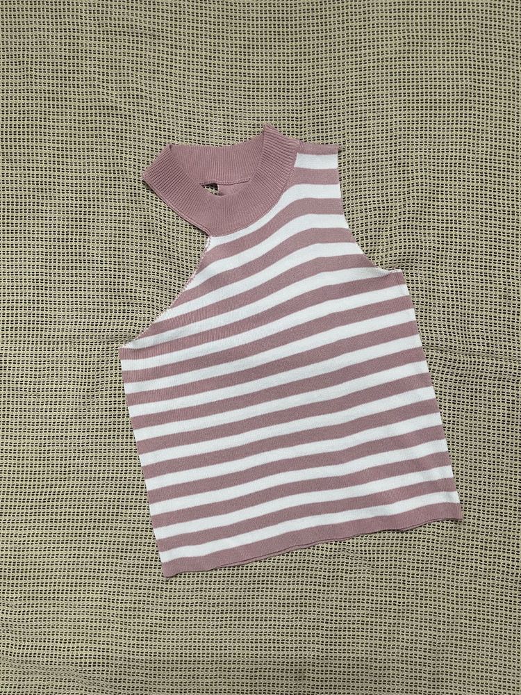 Striped Mock Neck Tank Top