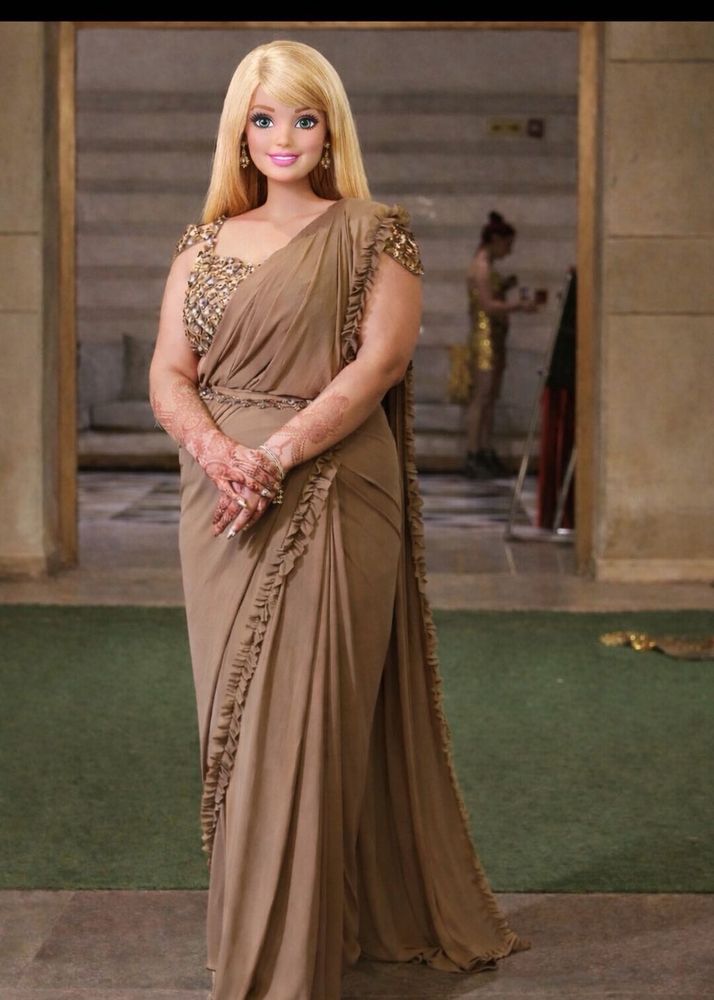Sequin Embellished predraped saree