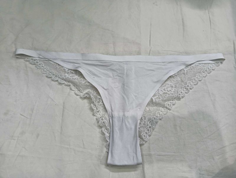 White Lace 💛 Trim Thong Panty
