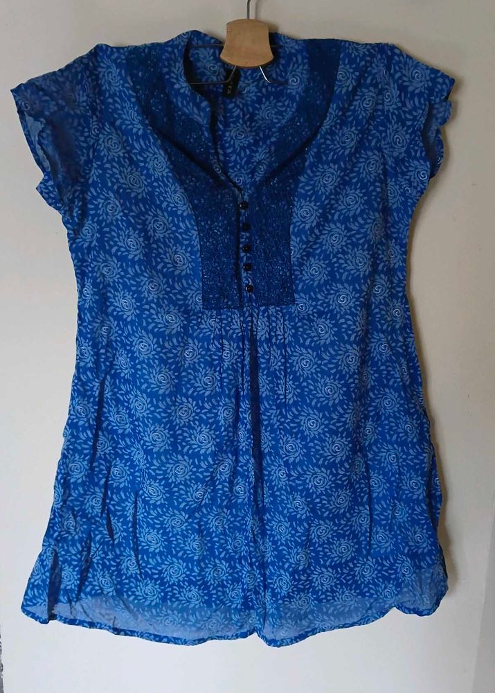 Blue Printed Short Kurta