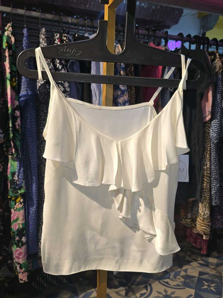 White ruffle Croptop