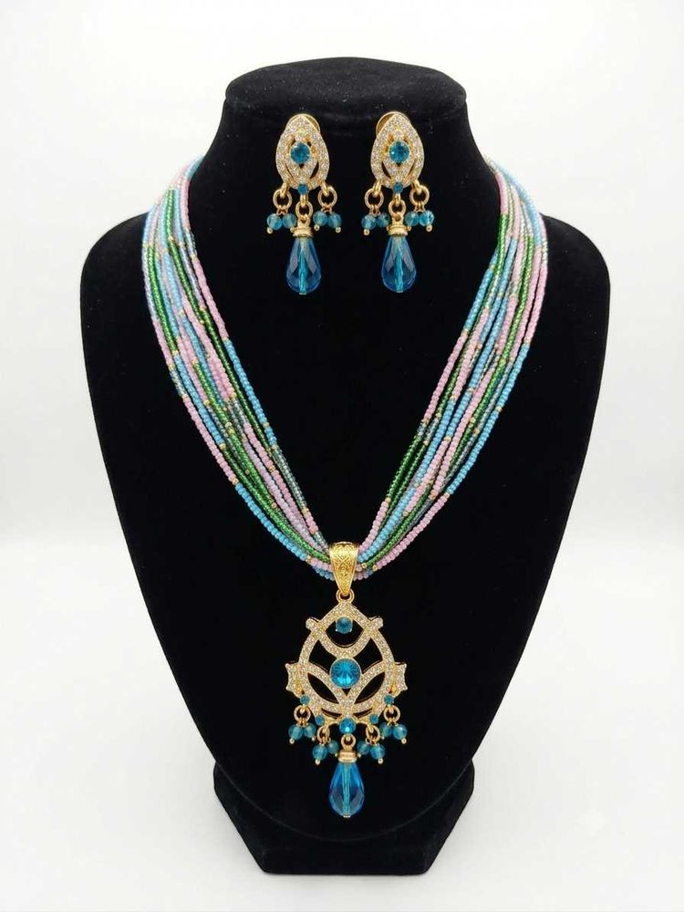 Multi-strand Beaded Necklace &amp; Earrings Set