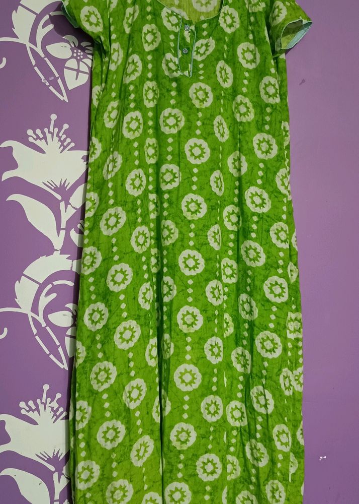 Green Cotton Night Wear