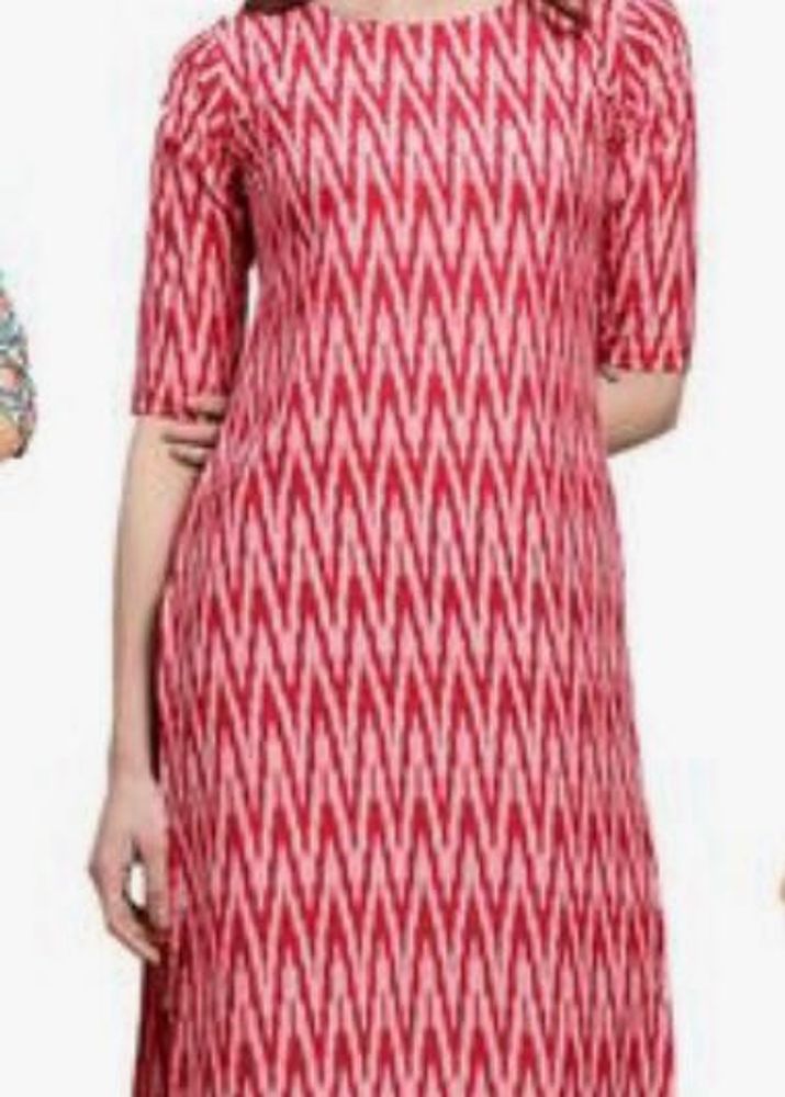 Red &amp; White Print Kurta