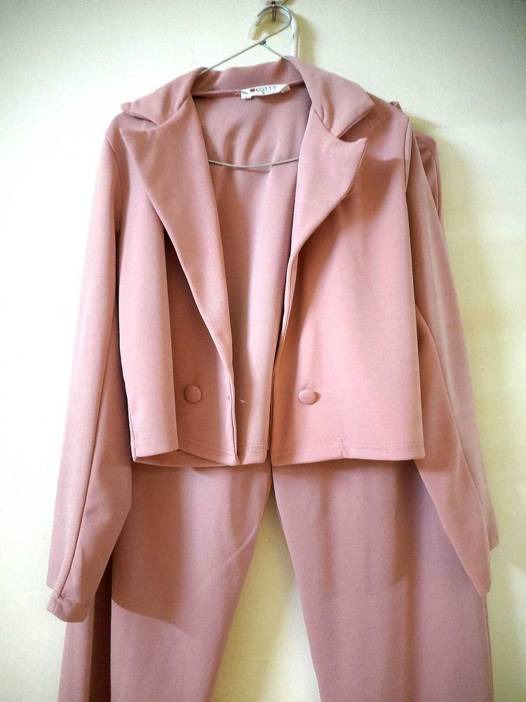 Chic Pink Blazer &amp; Pant Set
