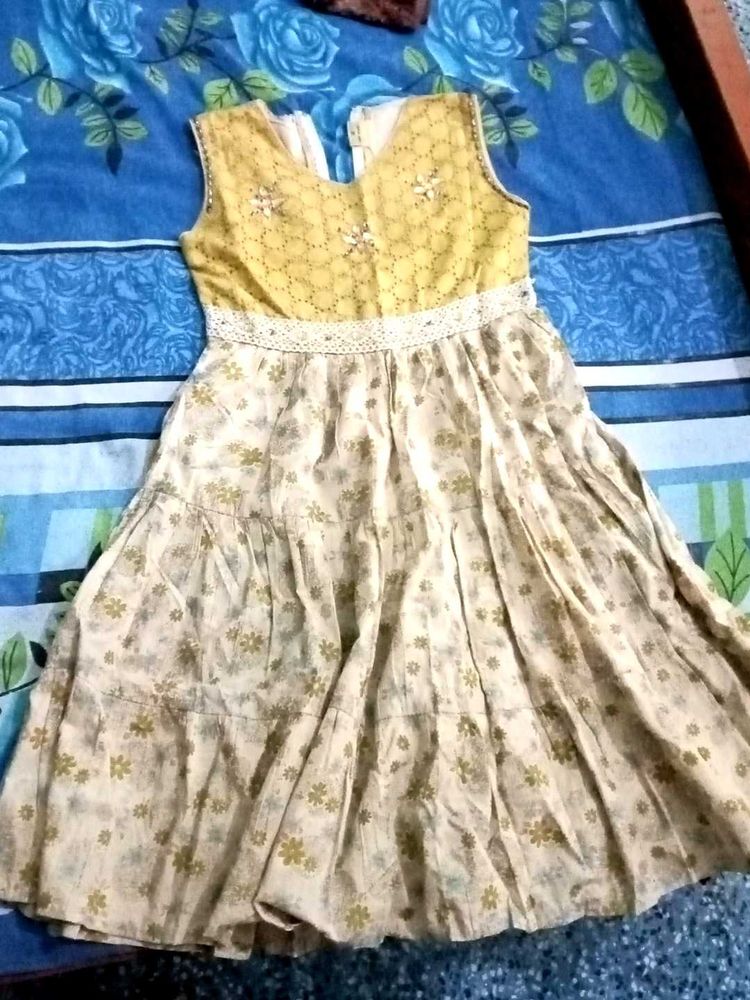Girls Yellow Floral Tiered Dress