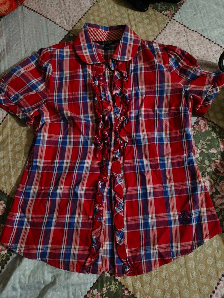 Cute Plaid Ruffle Blouse