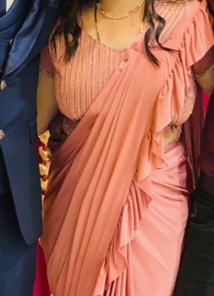 Peach Ruffle Saree