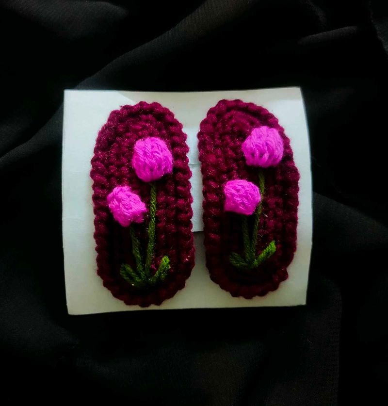 Handmade Crochet Tulip Flower Hair Clips🌷🌷