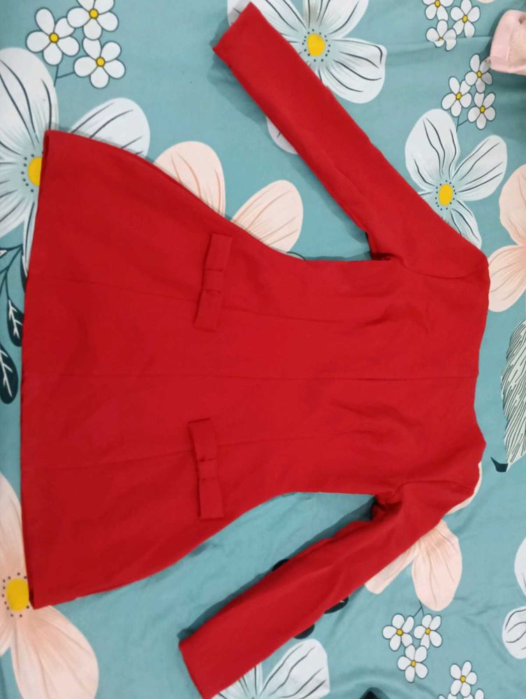 Chic Red Blazer Dress