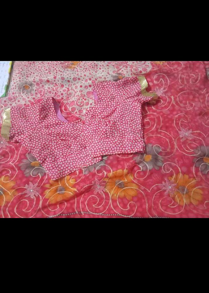 Beautiful Pink Saree with Blouse