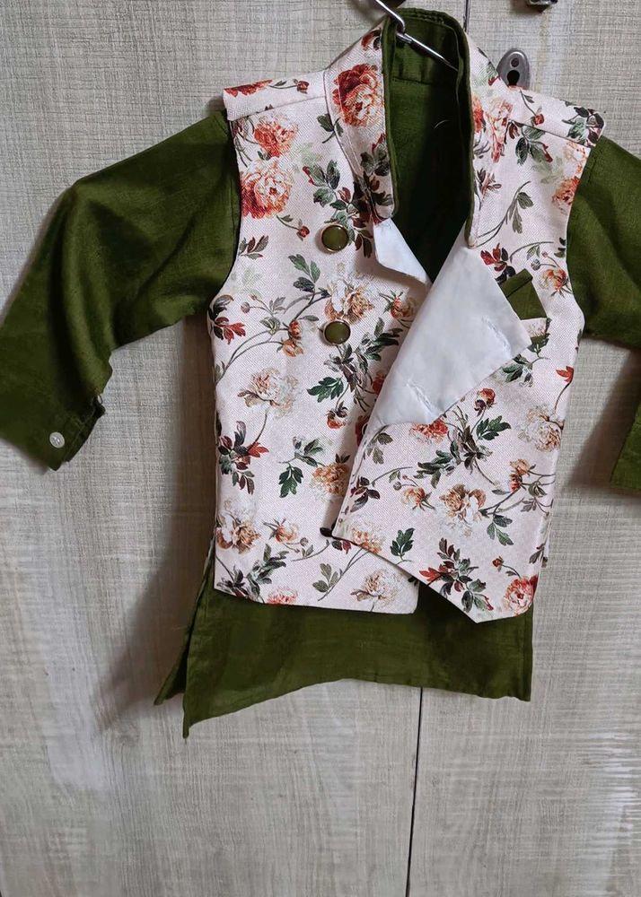 Boys Ethnic Set - Floral Waistcoat
