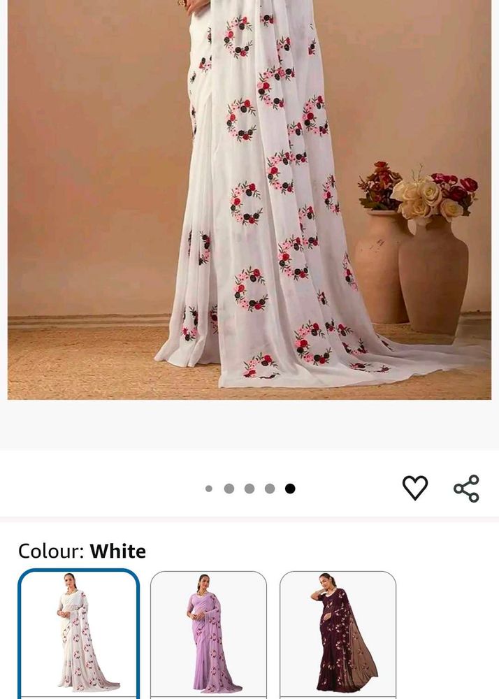 Elegant White Floral Saree