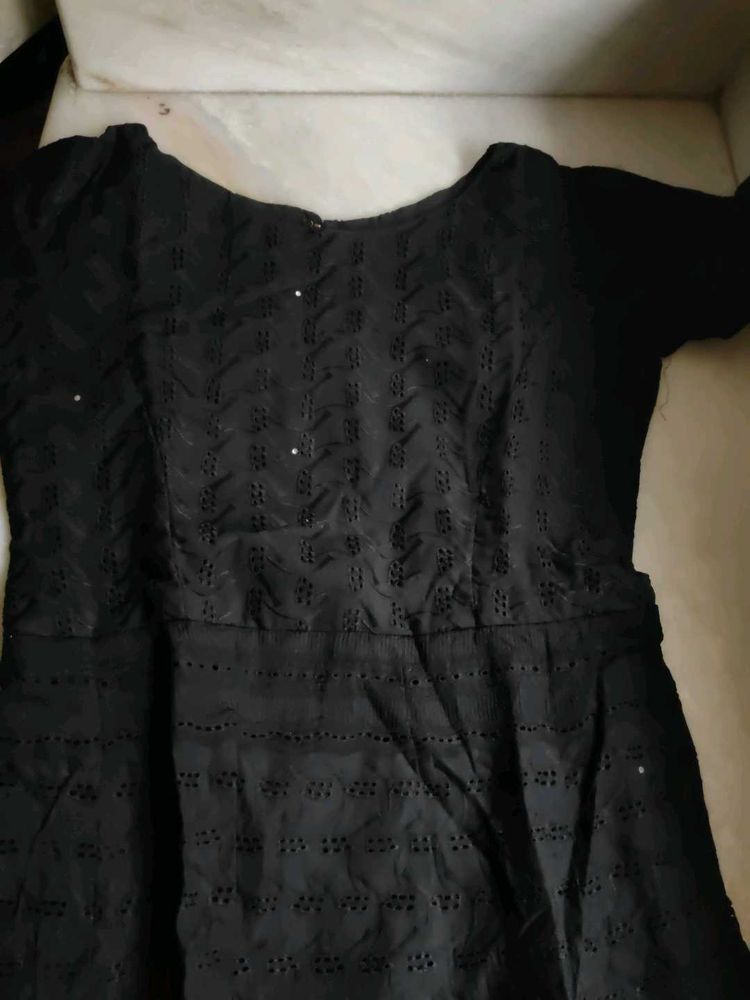 Elegant Black chikankari work gown
