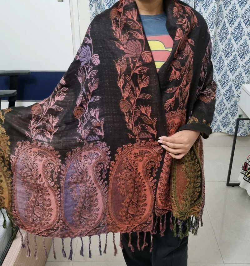 🌸 Elegant Kashmir Pashmina Shawl – Reversible