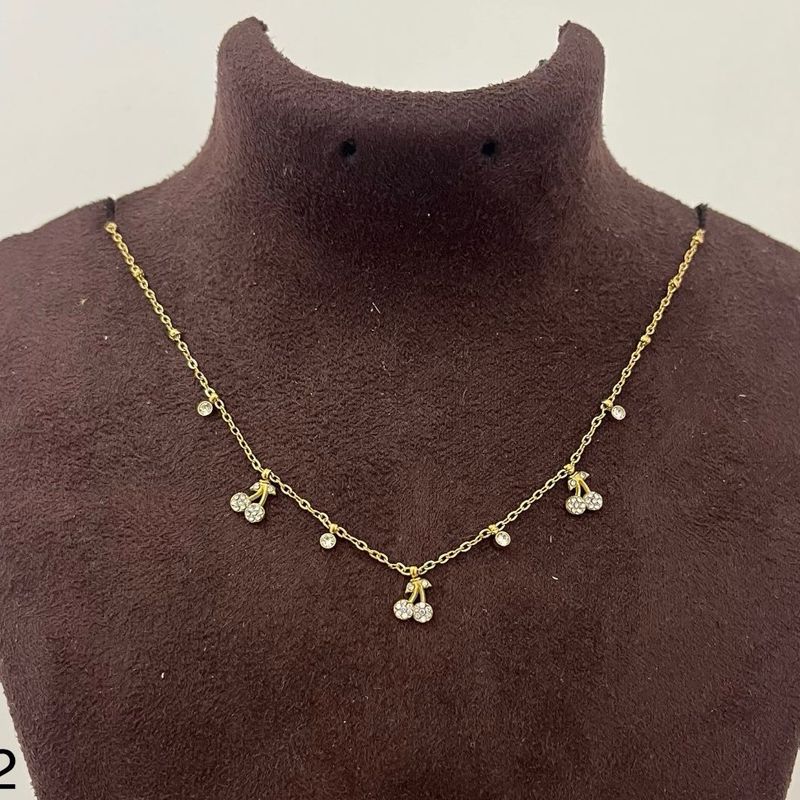 Gold Cherry Charm Necklace Anti-tarnish
