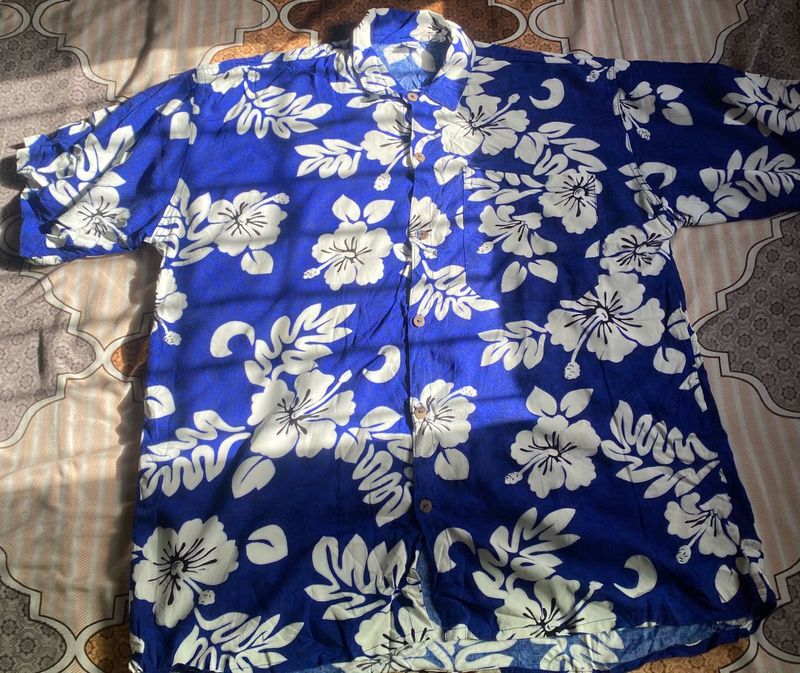 Blue Hawaiian Floral Shirt