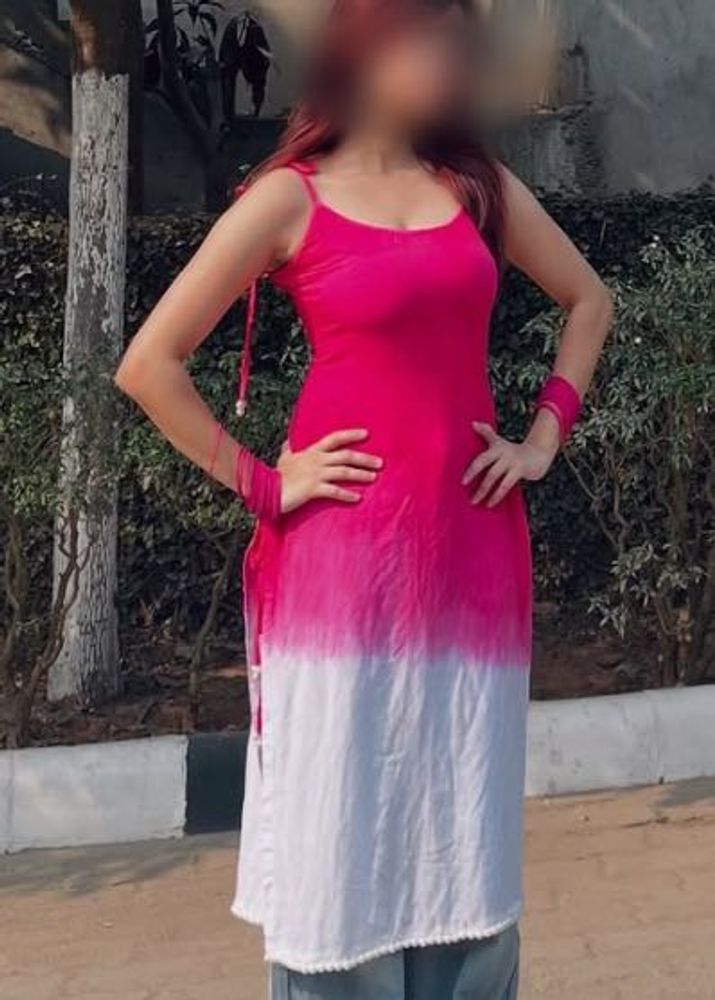 Stylish Pink &amp; White Ombre Kurta