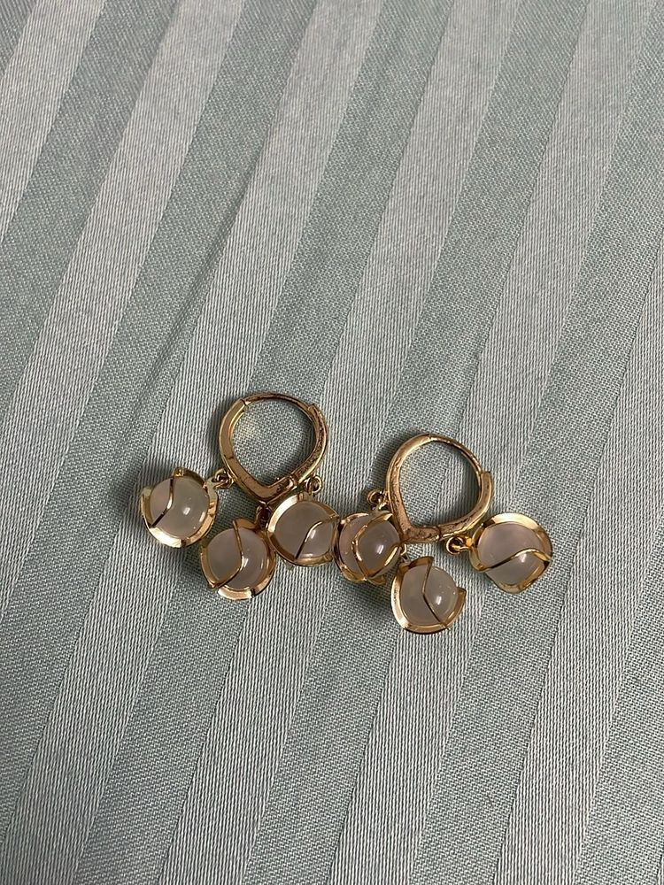 Elegant Drop Earrings with Moonstone Beads