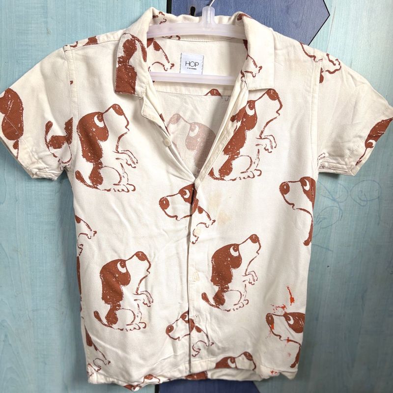 Men's Dog Print Short Sleeve Shirt