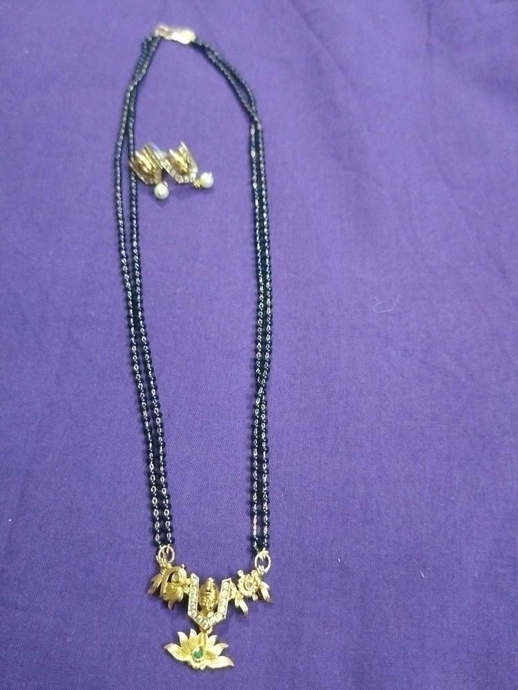 Gold Mangalsutra with Earrings 🤩